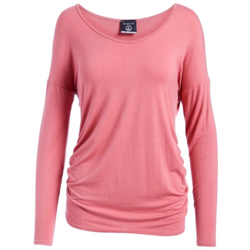 Rose Quartz Pink Boat Neck Long Sleeve Tee